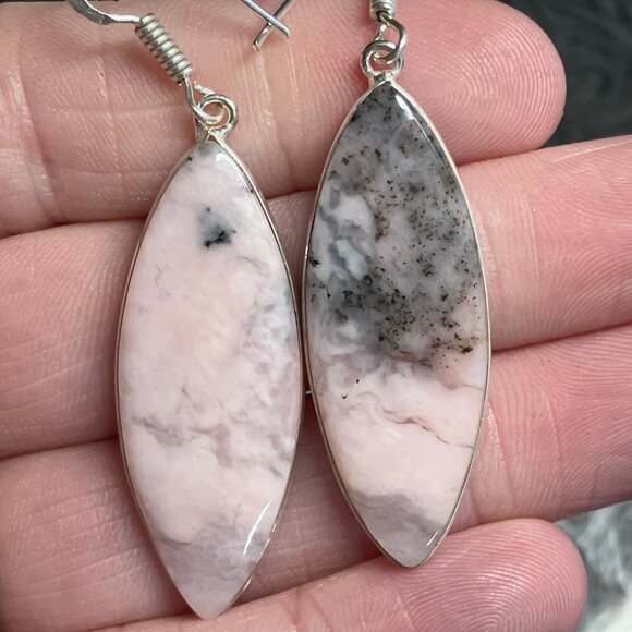 Pink Opal Earrings Stone Crystal Jewelry - Picture 3 of 4